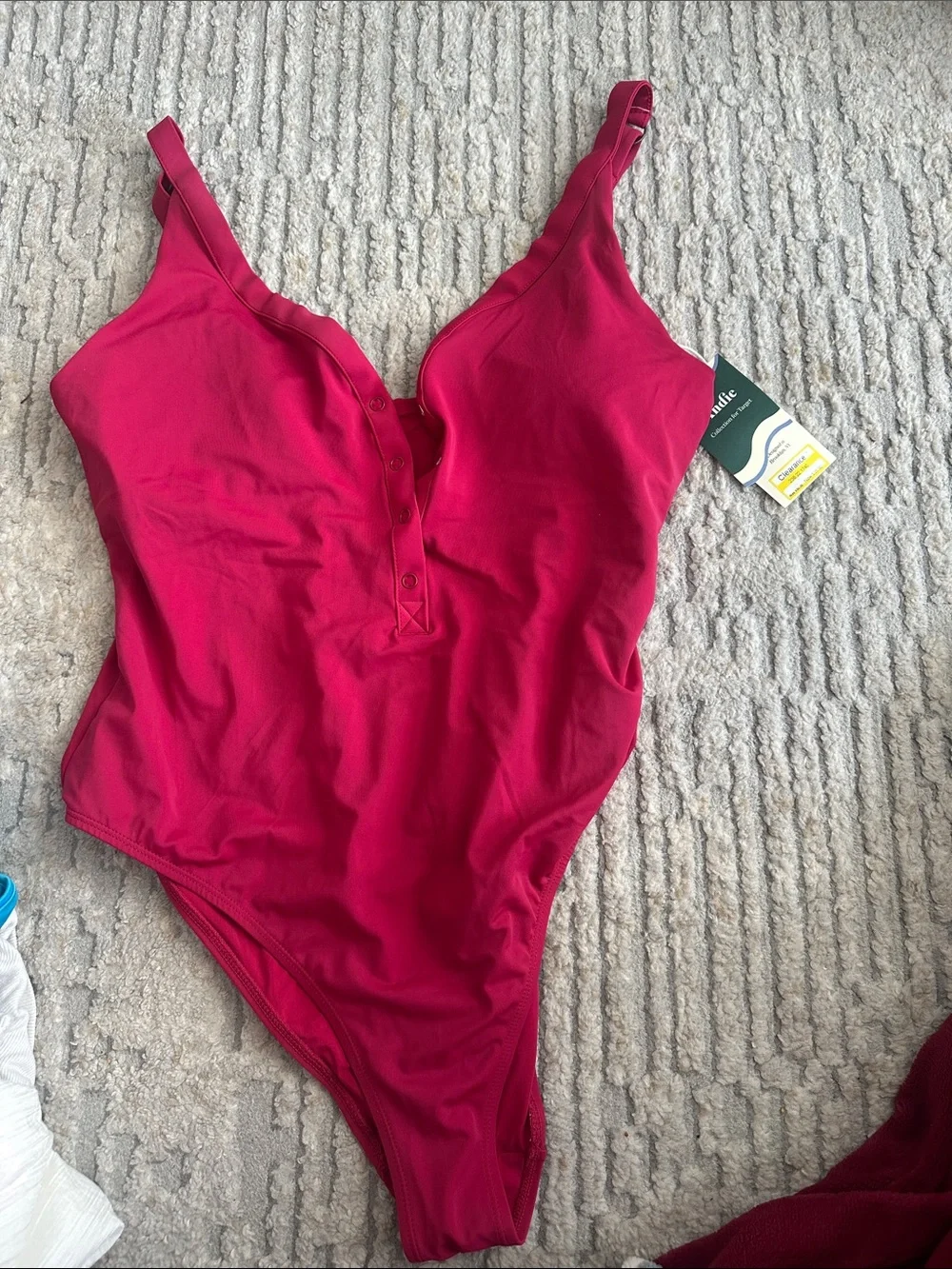 Andie Bright Magenta Kids women Swimsuit with Button Placket